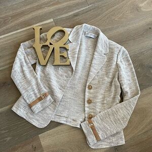 St. John Collection Metallic Sand Blazer with Tan Accents